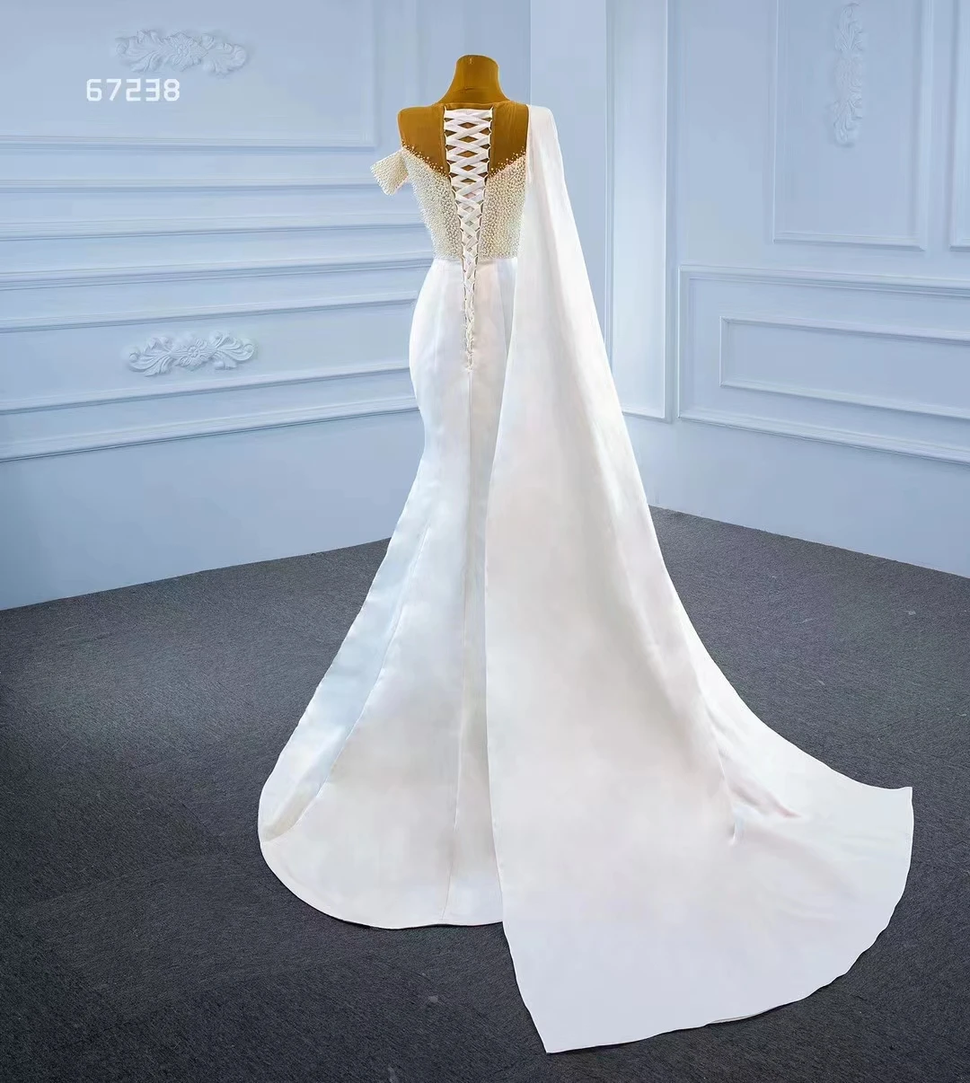 Feishiluo Luxury  Mermaid &shawl Wedding Dresses Sleeveless  Wholesale Pear Bead   Bridal Dress