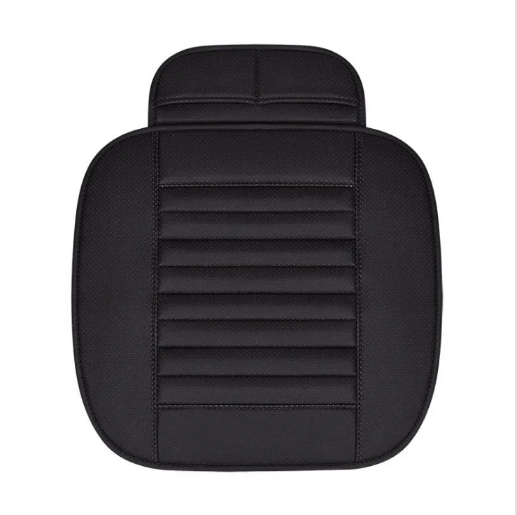 Breathable 2pc Car Interior Seat Cover Cushion Pad Mat for Auto Supplies Office Chair with PU Leather(Black)