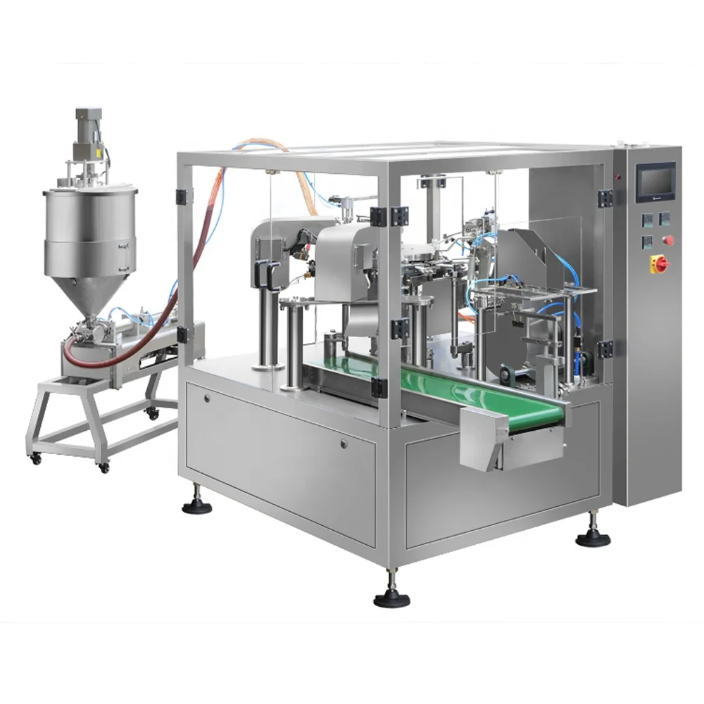 Automatic Premade Doypack Pouch Olive Salty Water Liquid Food Bag Rotary Weighing and Packing Machine