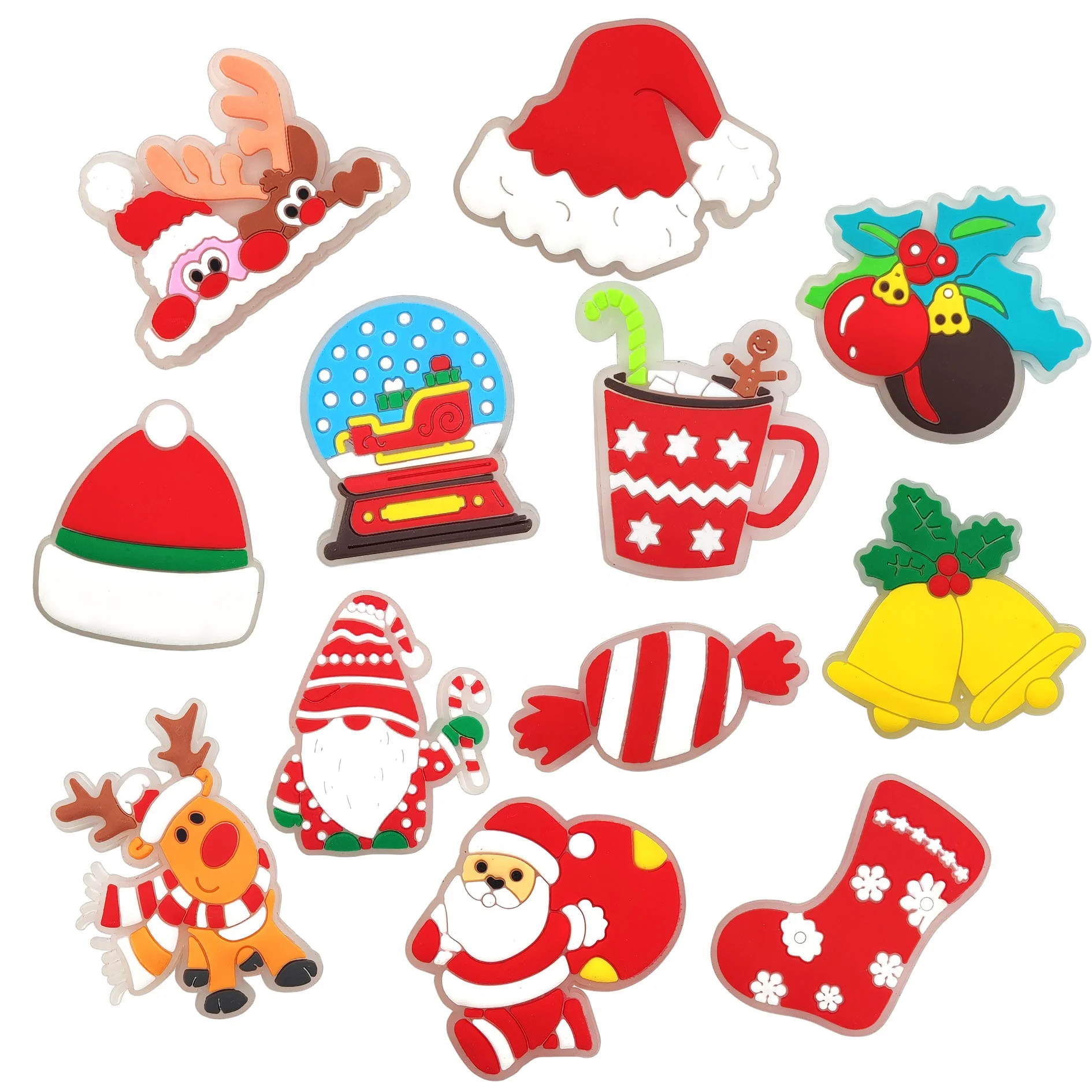 New Glow in the Dark Christmas Croc Charms Character Santa Claus Nightmare before Christmas Crocks Charms Grinch Shoe Charms