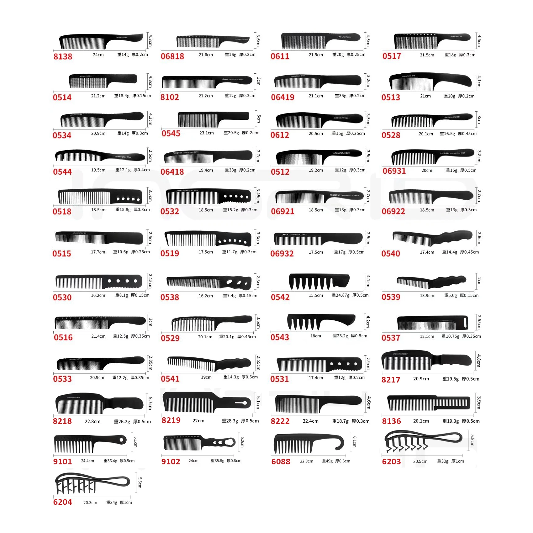 New design PEI Material Hair styling cutting comb Anti-static Heat Resistant hair brush Wide Teeth detangling comb with handle