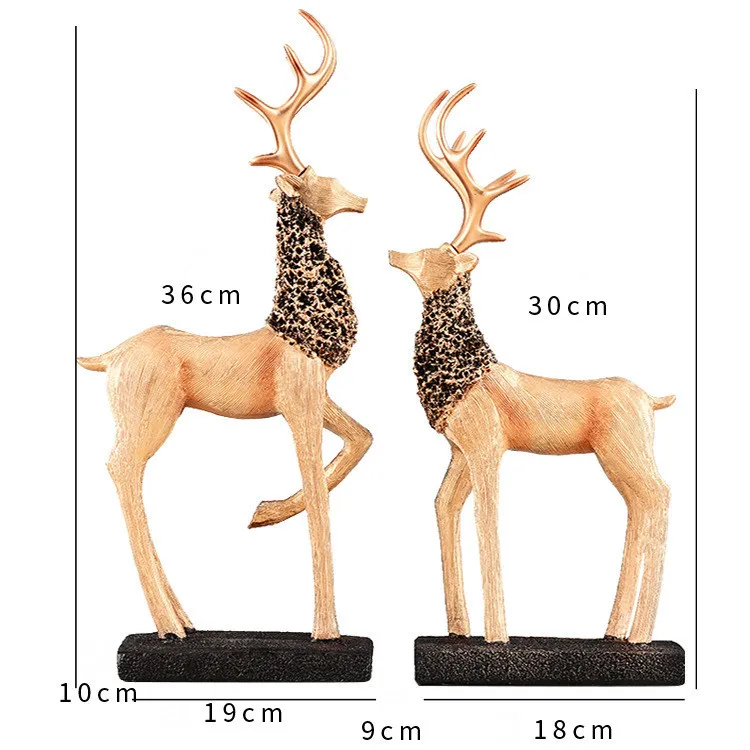 Art Home Office Room Desk Decor Gifts Modern Elk Statue Resin Deer Figurine Couple Sculpture