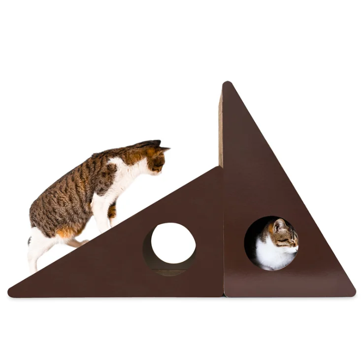 High quality corrugated cat scratcher house wall against cat toys