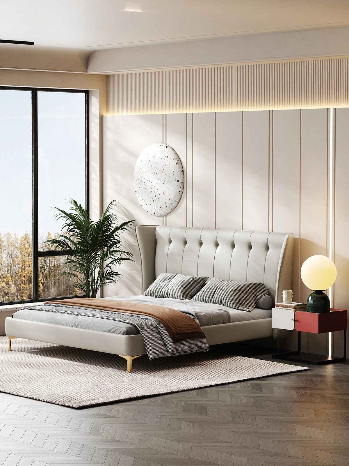 Simple design bedroom king size beds modern master room leather bed furniture new arrival hotel bed king size high quality
