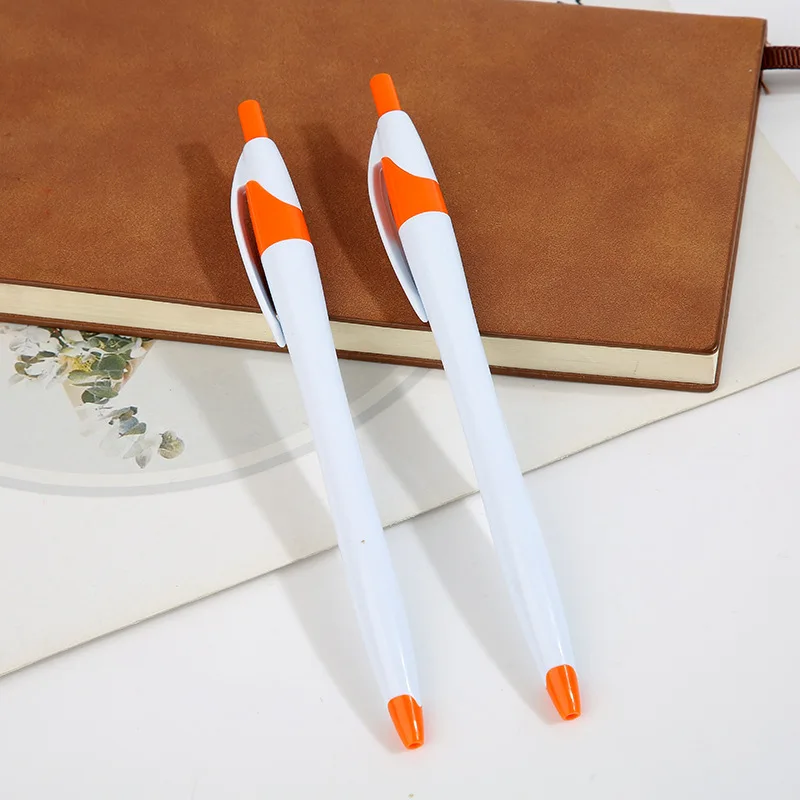 YY135 Custom promotional very cheap orange logo ball pen with logo Click Plastic Gift ballpoint pens promotional pens with logo