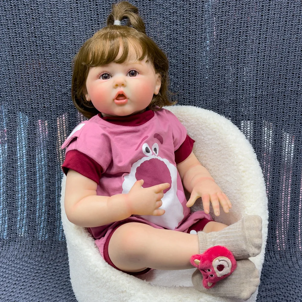 60CM Simulation Reborn Doll Eats Finger Baby Reborn Dolls Silicone Newborn Baby Girl Realistic