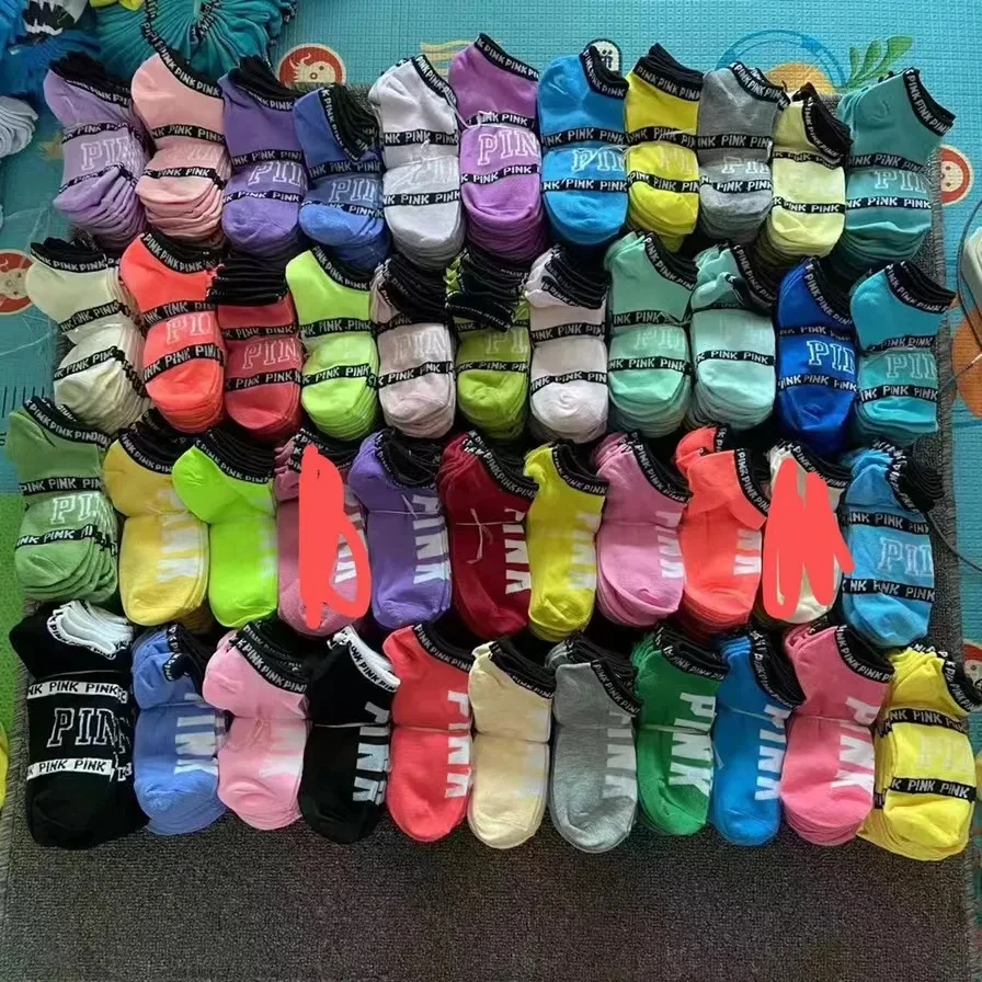 Short women creative customized casual sport pink ankle socks