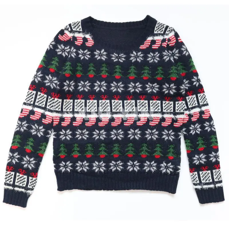 
2021 ugly Christmas knit sweater Christmas gift box snowflakes pattern classical cardigan winter thick sweater Christmas gift 