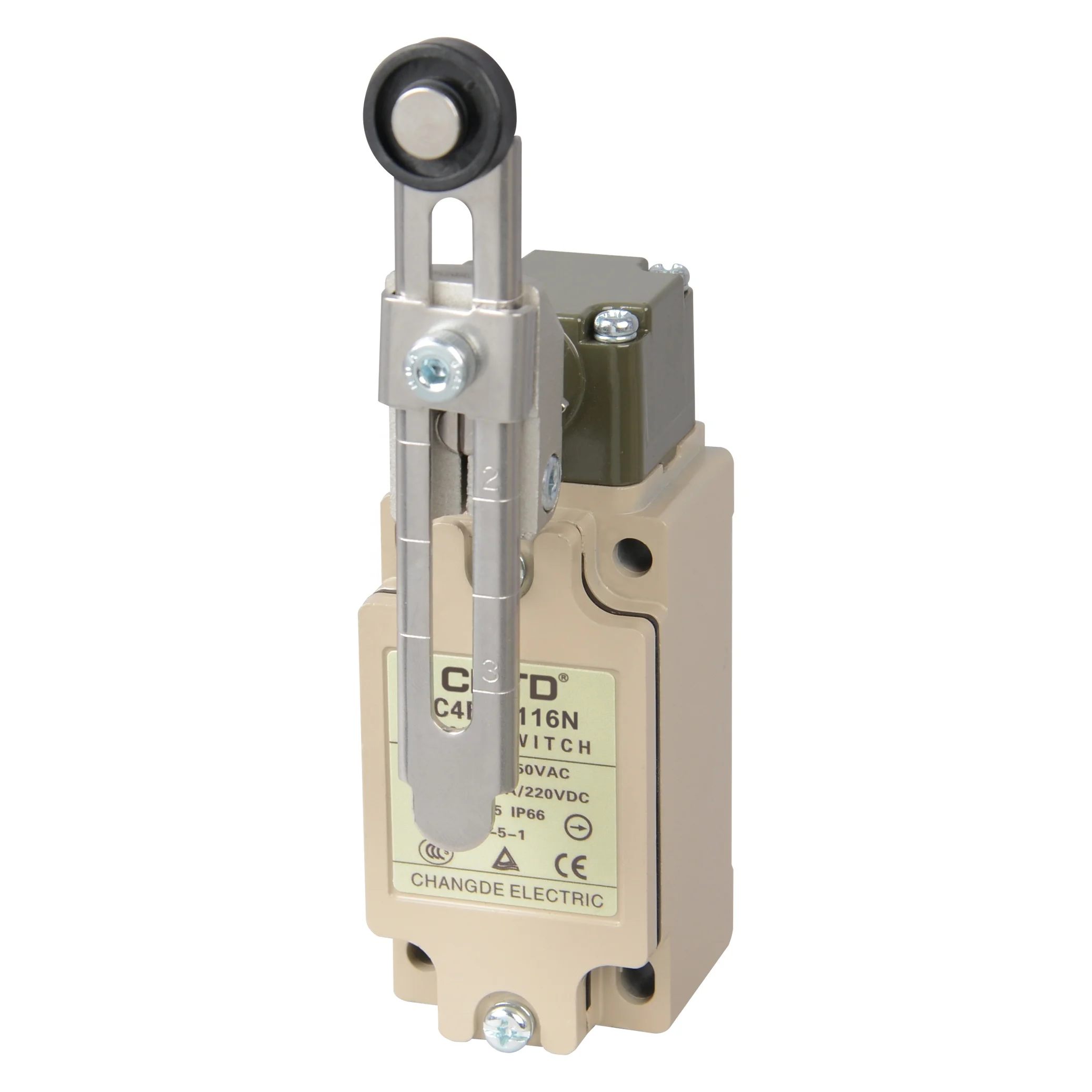 CNTD Ajustable Roller Lever Resin Ball Vertical Safety Limit Switch C4B 4116N 1NO/1NC 6A 250V IP66