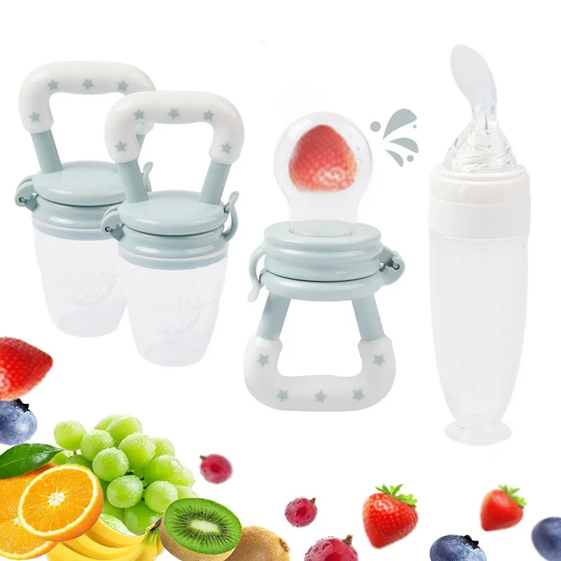 BPA free baby fruit feeder pacifier infant fruit teething toy silicone squeeze food dispensing rice Paste Bottle Feeder