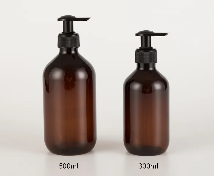 300ml Chunky round shoulder bottle with spiral pump cosmetic packaging hand sanitizer shampoo dispensed in pet empty bottle