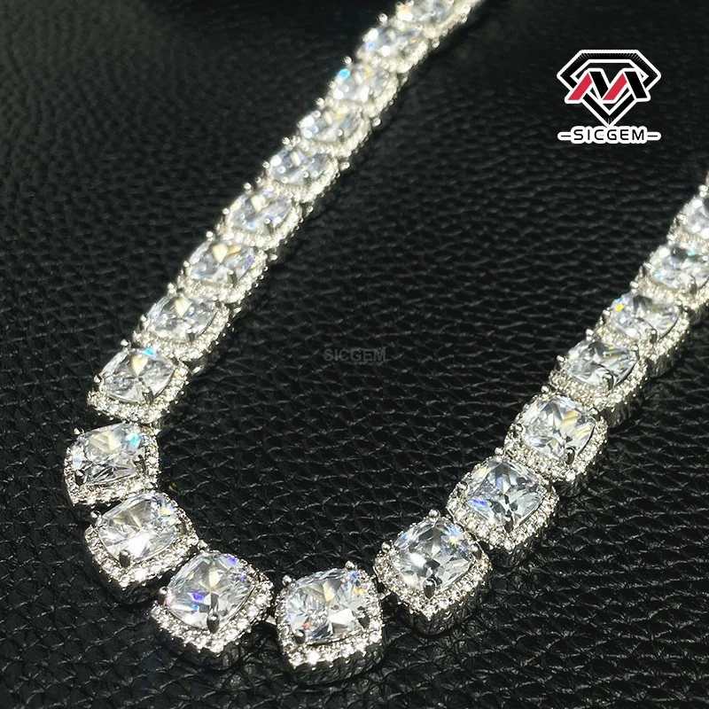 SICGEM Pass Diamond Tester Moissanite Necklace 925 Silver Diamond Chain VVS  Moissanite Necklace Women