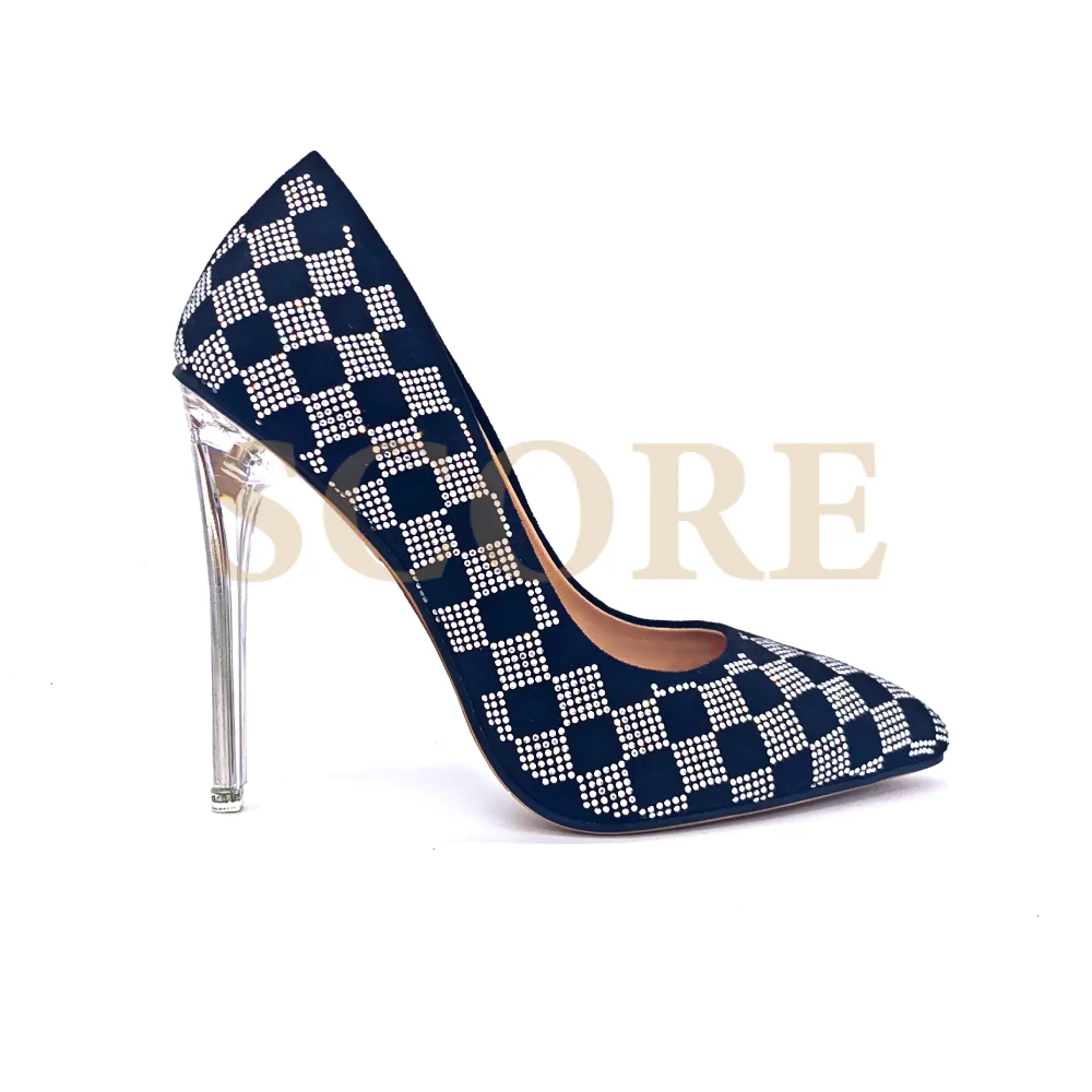 PUZZLE 2021 High Heel Transparent Heel Pumps Pointed Toe Special Rhinestones Classic Sexy Party Ceremony Dress Pumps Hot sales