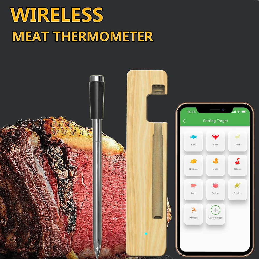 165m App Remote Smart Bbq   Thermometer Waterproof IPX8 Instant Read Digital Bluetooth 5.0 Wireless Meat Thermometer For Cooking