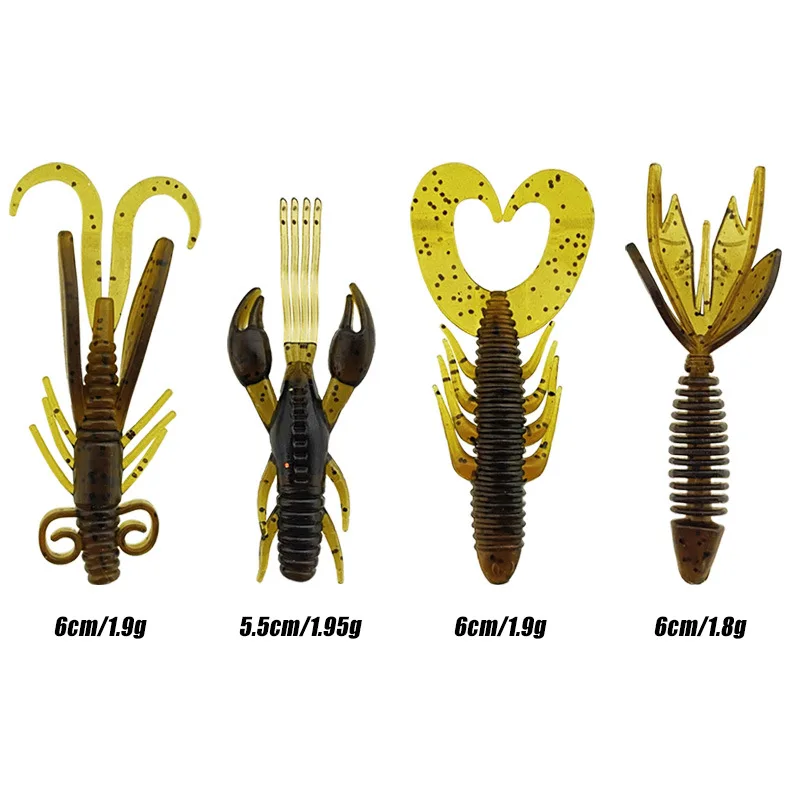 New OEM 4 types Fishing Craw Lure Lobster Shrimp Lure Soft Plastic Fishing Bait worm