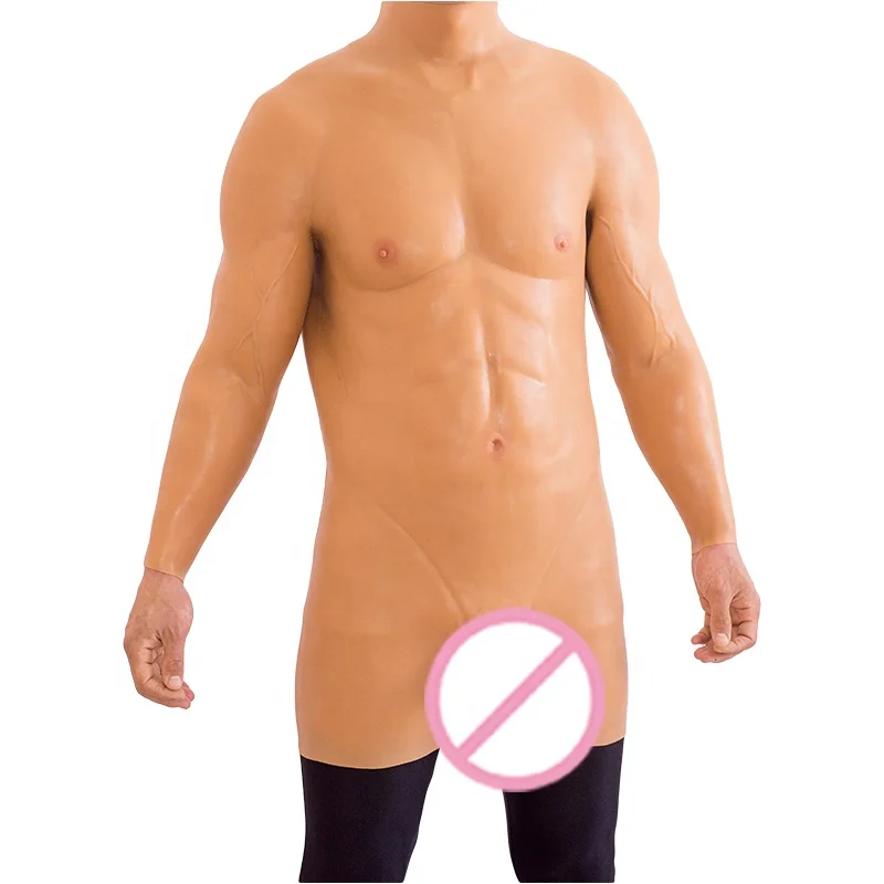 Artificial Chest Muscle Belly Macho Soft Silicone Man Can stretching 150% wearable dildo silicone dildos penis  for women