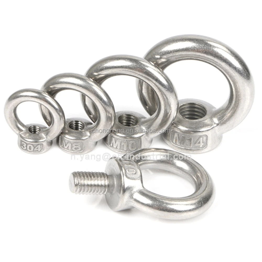 M6 M8 M10 M12 M20 Stainless Steel Ring Shape Oval Threaded Lifting Eye Nut DIN582 Lifting Nut 304 316 Stainless Eye Nut