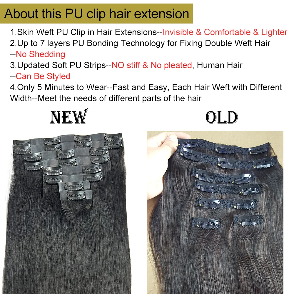 Showjarlly Factory Direct Price 100 Premium Hair Clip Ins Seamless Weft Clip in Real Human Hair Extension