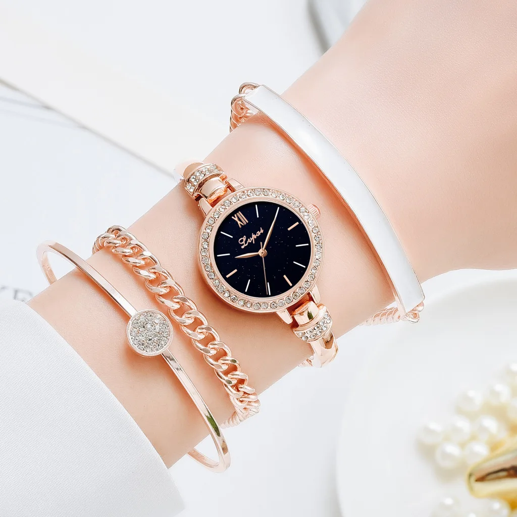 wholesale fashion Classic jewelry luxury bracelet wristWatch Ladies gift bangle diamond girls Quartz Watches set