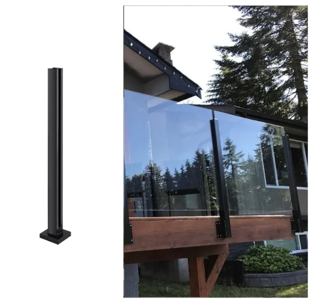 Modern Frameless Glass Railings Design Outdoor Wooden Decking Glass Handrail Slotted Glass Railing Column Handrail
