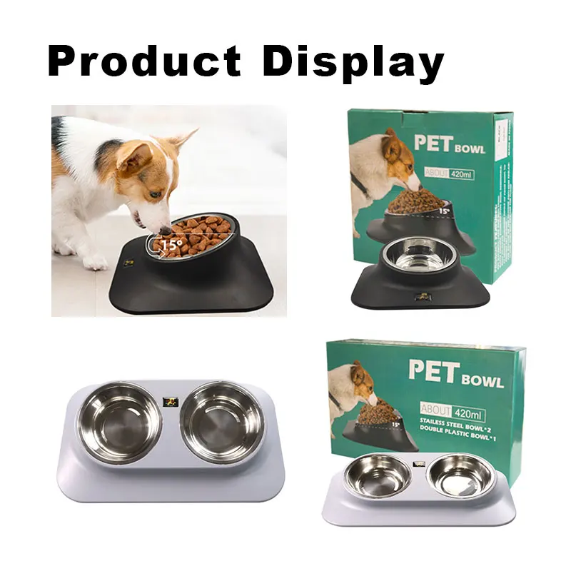 High Sales Adjustable Large Capacity Pet Cat Dog Food Double Wall Feeder Bowl