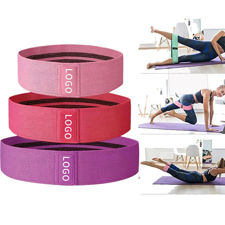Women Strength Training Gym Fitness Exercise Bands,Hip Circle Set Non Slip Covered Elastic Booty Fabric Yoga Resistance Band