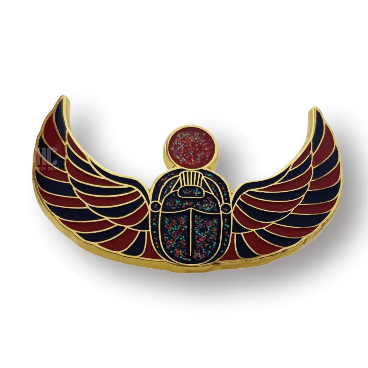 20 Years  Factory Custom hard enamel beatiful Ancient Egypt Beetle Souvenir Metal  Lapel Pin The Golden Scarab Symbol