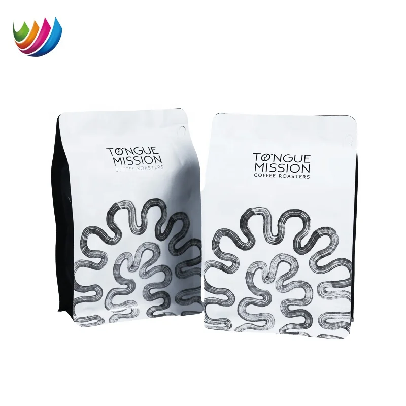 Custom printing 8oz 12oz 16oz 5LB matte finished flat bottom stand up pouch wholesale coffee bag with valve