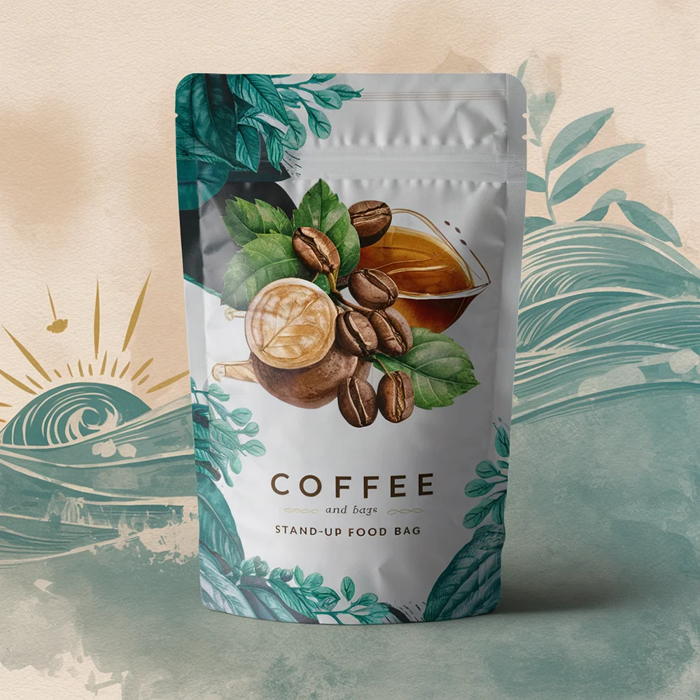 Personalized Resealable Stand Up Coffee Packaging 100g 150g 250g 500g 1kg Biodegradable Custom Coffee Bags with zipper