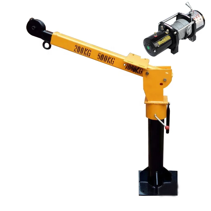 0.5to 1ton 2ton Mini Pickup crane foldable no limit height truck Mounted small Lifting Crane