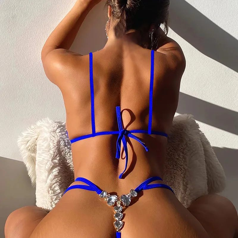Новинка 2022 дизайнерское Бразильское бикини на заказ большие размеры сексуальные купальники со сверкающими бриллиантами стразами миниатюрные стринги