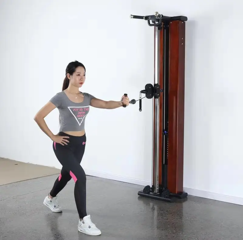Commercial Home Wooden Pulley Single cable Crossover Wall Mounted Squat Rack Multi Function Station Machine Arm Strength Fitness