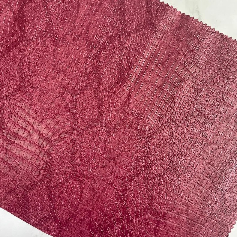 New wholesale Embossed Tow-tone Crocodile Snake Pattern Faux Animal PU Synthetic Leather Fabric 0.7 mm for garment, pack, jacket