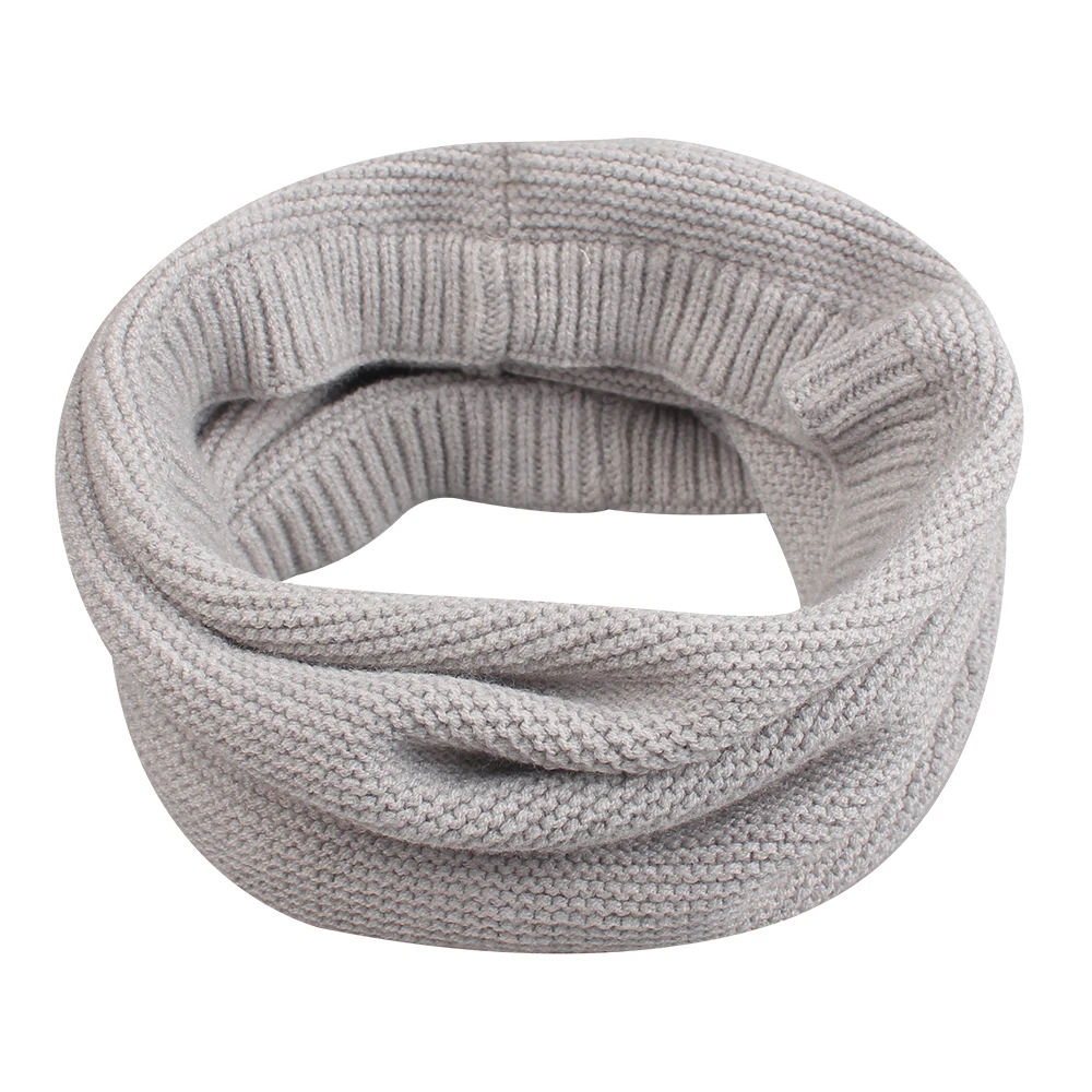 Round Winter Scarf with Solid Color for Baby Girls and Boys 100% Cotton Warm Scarf Unisex Knit Neck Warmers for Kids