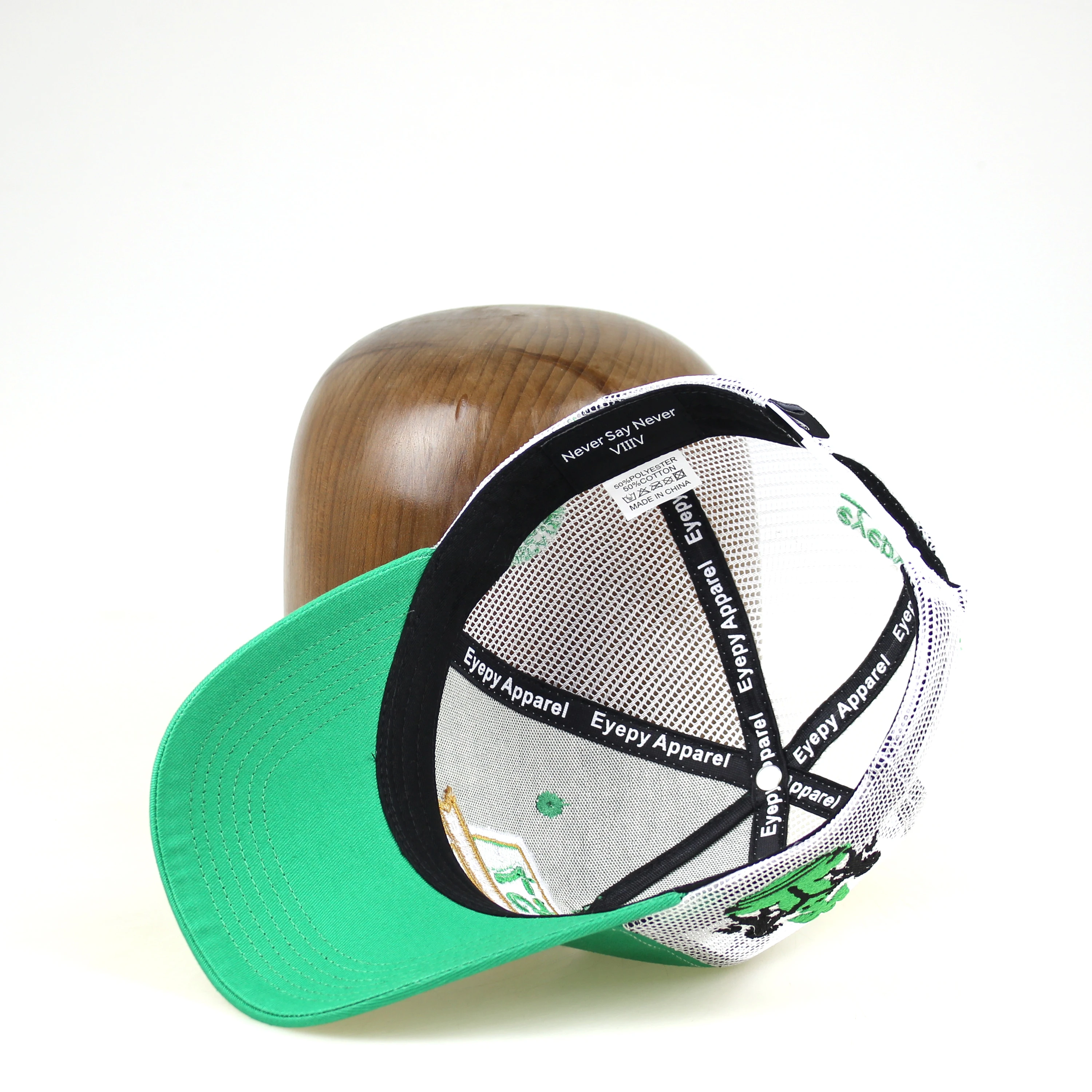 Custom headwear 5 panel hats snap back, short bill gorras trucker cap mesh hat camp cap