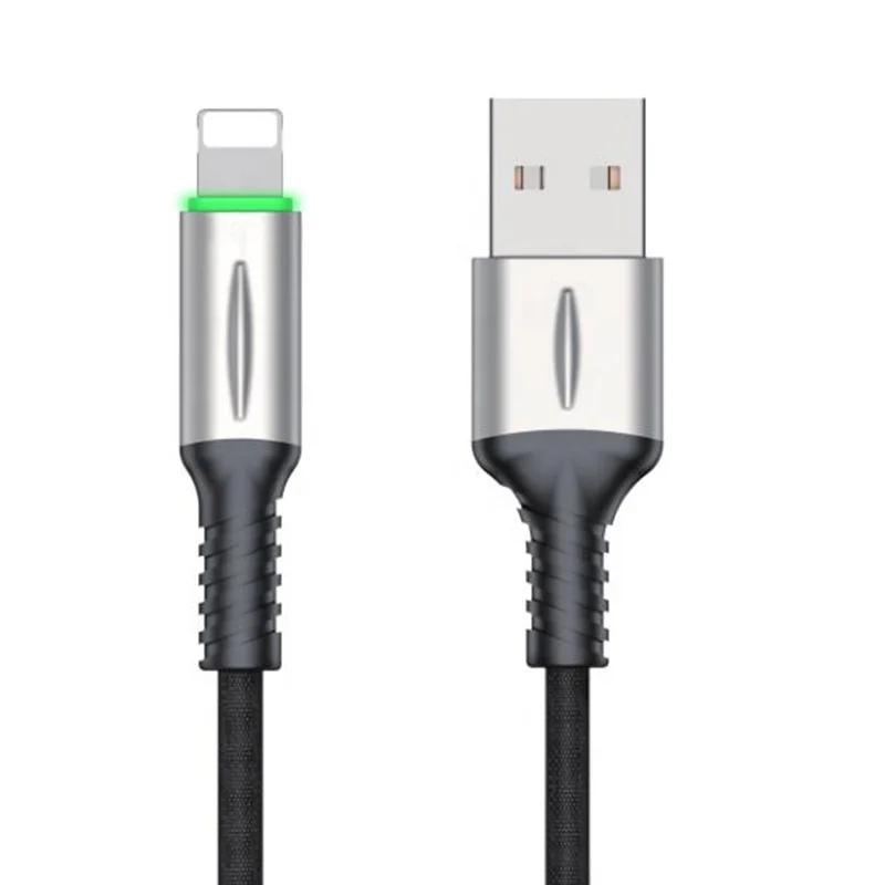 Smart светодио дный Дыхание LED Авто мощность Off цинковый сплав Плетеный USB кабель для Apple iPhone iPad 8pin