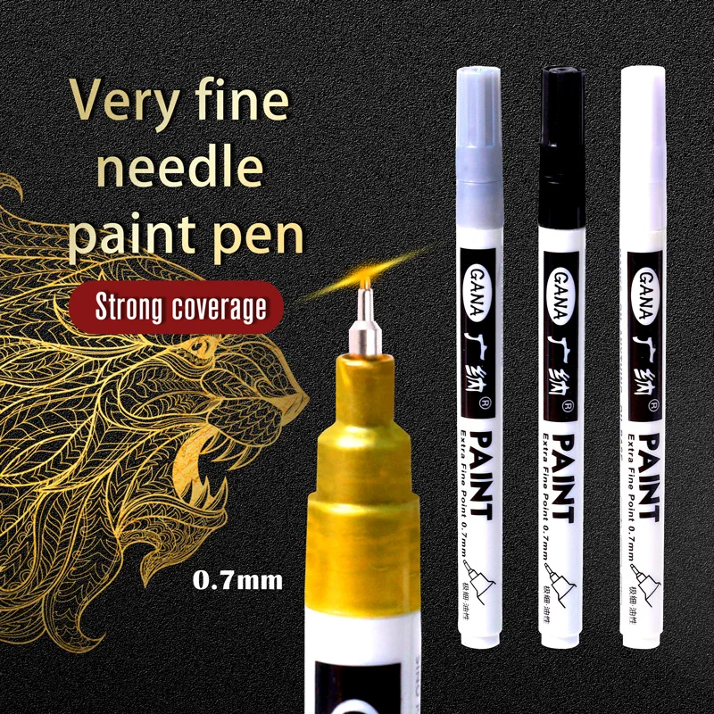 Extra fine point 0.7 mm paint markers 4 colors oil-based waterproof needle tip paint pens for glass,metal,stone,wood,rubber