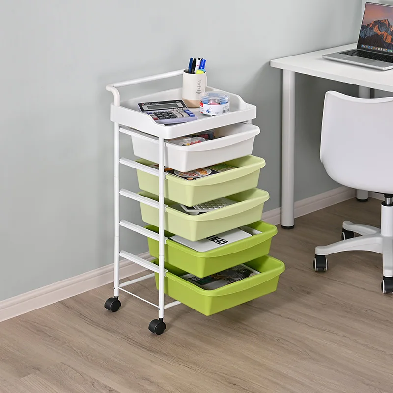 5 Tier Plastic Drawers Storage Cart Multipurpose Rolling Utility Cart Art Organizer Cart for Classroom Bedroom Office Bathroom