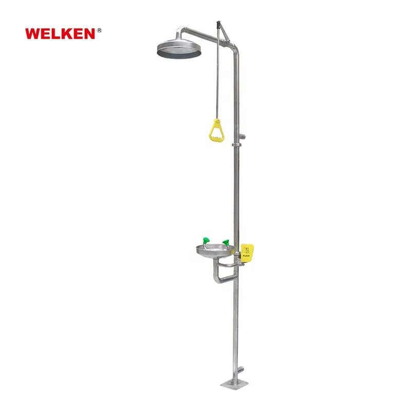 China Wholesale Laboratory Stainless Steel Shower Stations Kits Vertical Safety Eye Washer Emergency Eye Was
