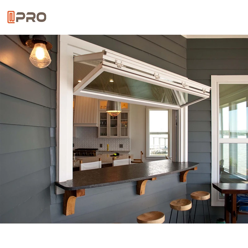 APRO aluminum alloy custom kitchen bi-fold window vertical top folding glass push-up folding window