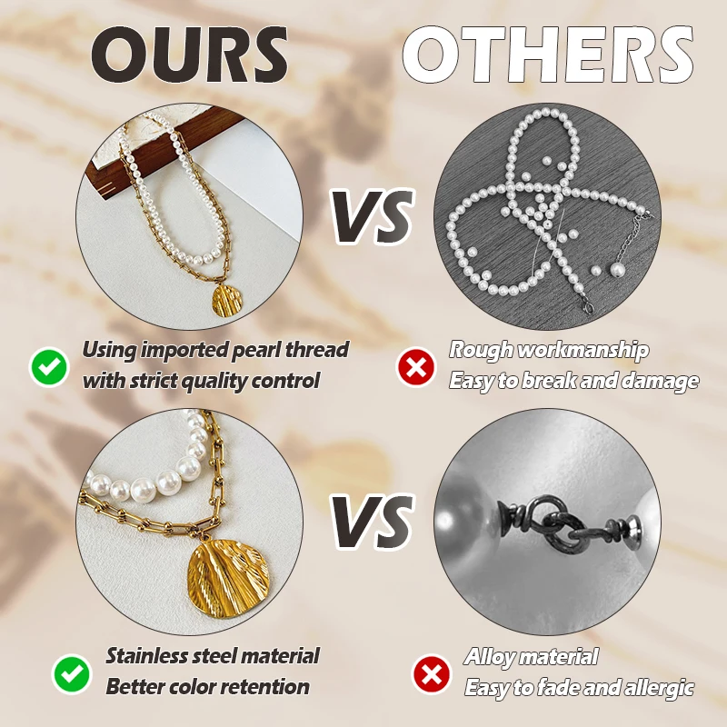 Регулируемое ожерелье из нержавеющей стали с бисером позолоченные цепочки сердечками и жемчугом для вечеринки пляжный подарок