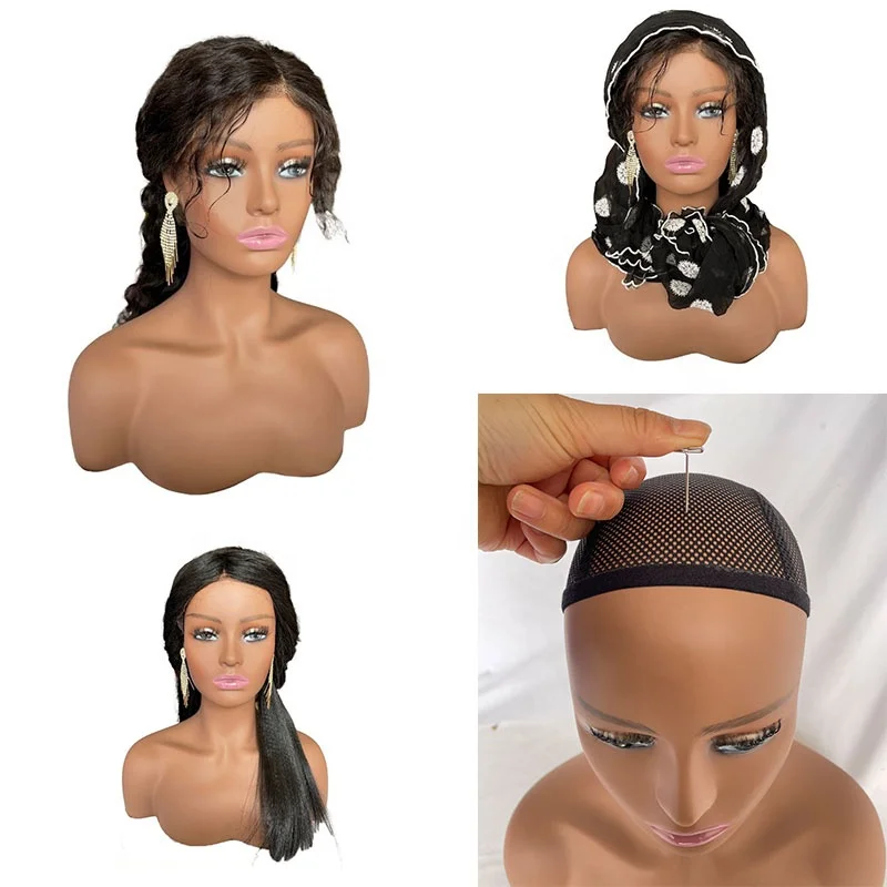 Mannequin Head With Make Up Face and Shoulders Display Manikin Head Bust for Wigs,Makeup,Hats,Sunglasses Beauty Accessories