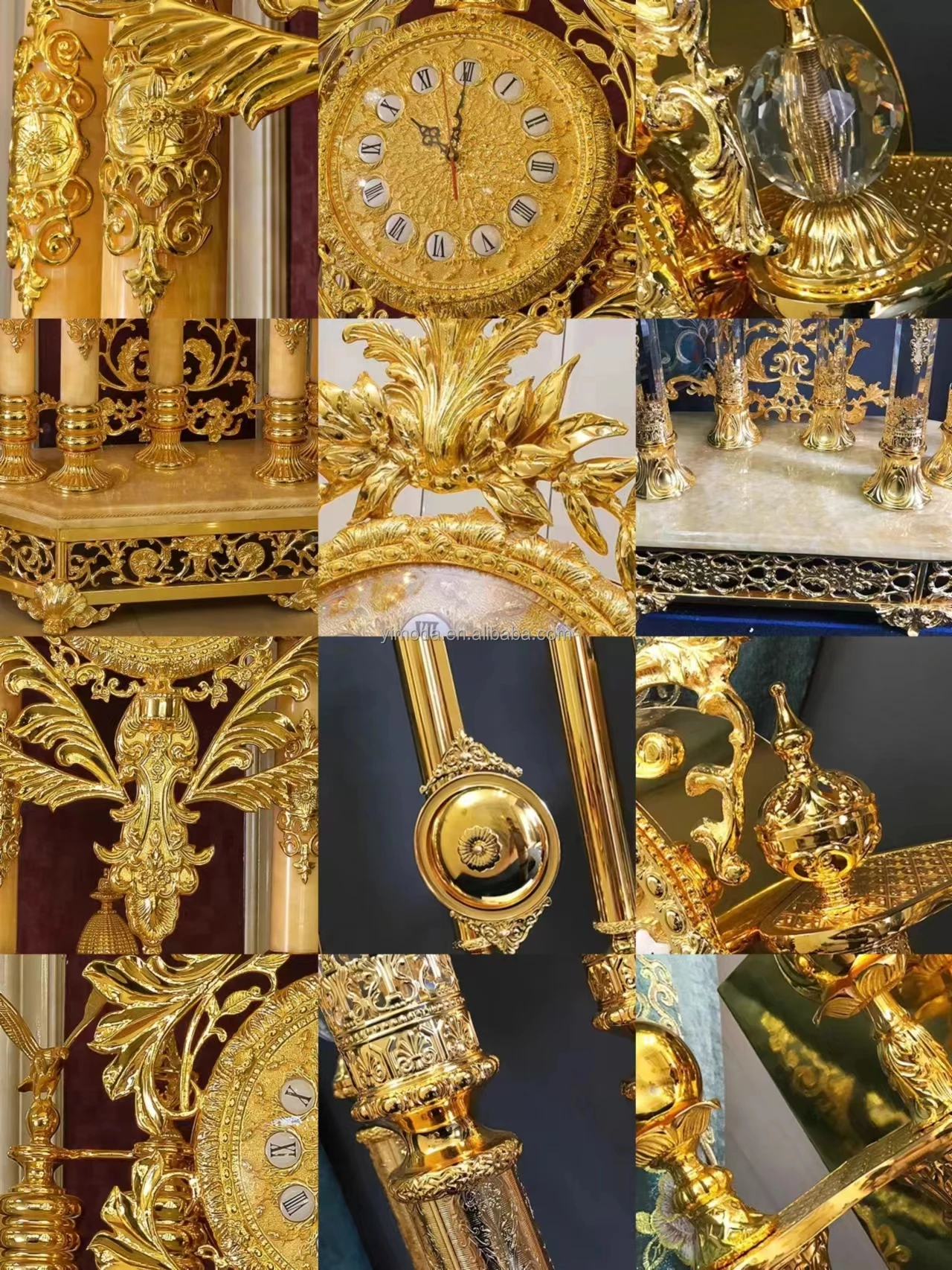 Royal Classic Movement Antique Baroque Style Goddess Big Wooden Floor Standing royal copper jade Grandfather Clock