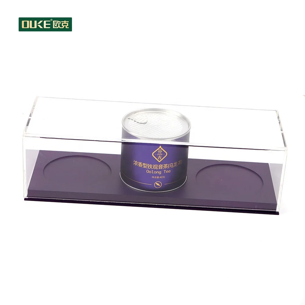 High quality transparent acrylic tea box custom that can hold 3 cans of tea leaves raiser food rectangle acrylic box