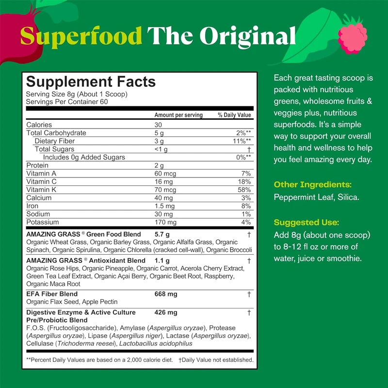 Multivitamin Super Greens Powder Superfoods Adaptogen and Vitamin Mineral Super Food Green Healthcare Supplements
