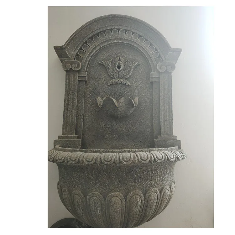 
Head Garden Decoration Waterfall Small LED Mounting Outdoor Water Polyresin Solar Wall Fountain 