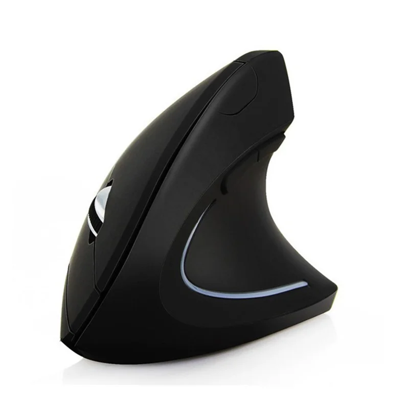 Wireless Ergonomic Vertical Mouse 800/1200/1600 DPI for Right Handed Support Dry Battery 6 key Black 2.4G