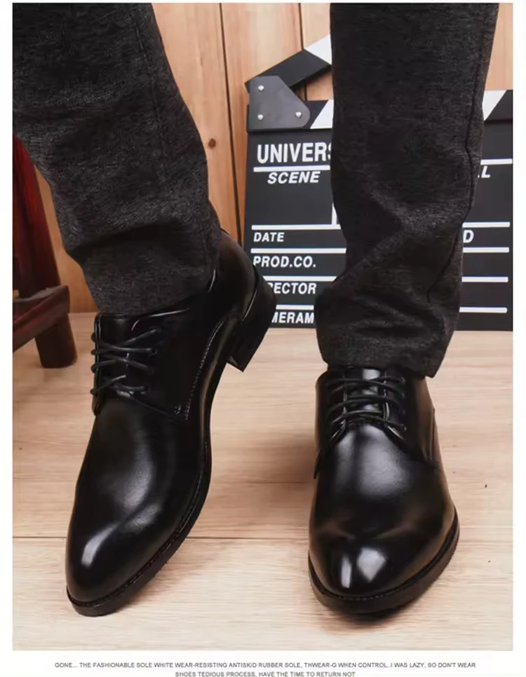 New Male Italian Brand Genuine Leather Party Mens Black Casual Dress Shoes Zapatos Hombre Formal Office Shoes for Men