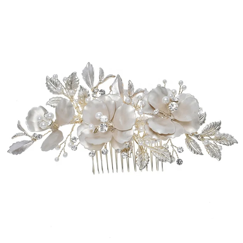 Wholesale Hair Accessories Pearl Wedding Hair Comb Bridal Rhinestones Flower Hair Accessories For Women