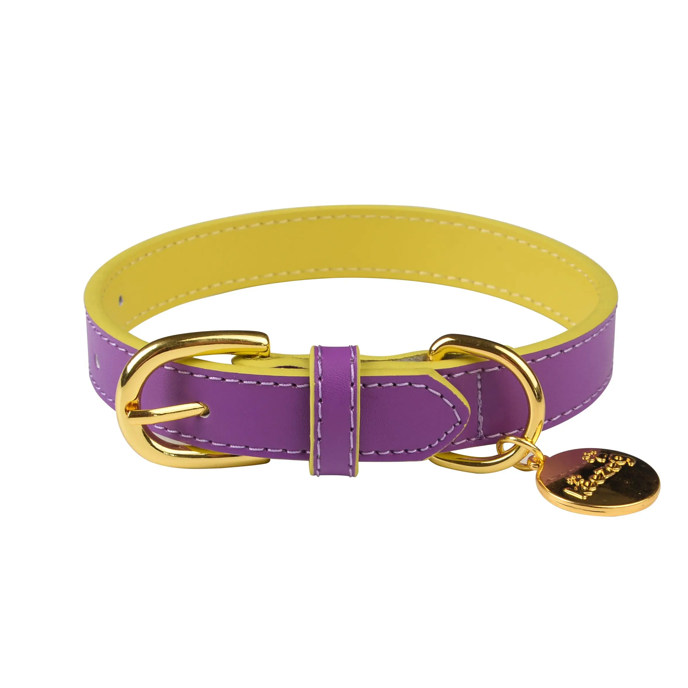 2021 New Contrast color Designer pet dog collar leather